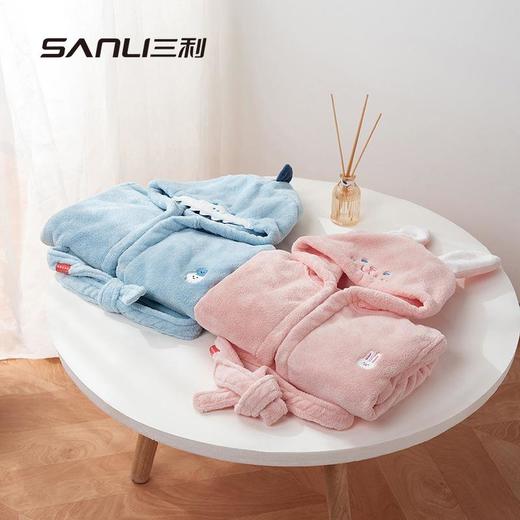 三利毛巾儿童浴袍卡通睡袍带帽浴袍珊瑚绒家居服男童女童睡衣 商品图2