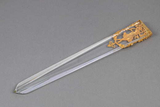 【已售】独角鹿西洋古董20世纪法国出品新艺术风格古典女神主题铜鎏金精雕装饰水晶翻书杖 商品图2