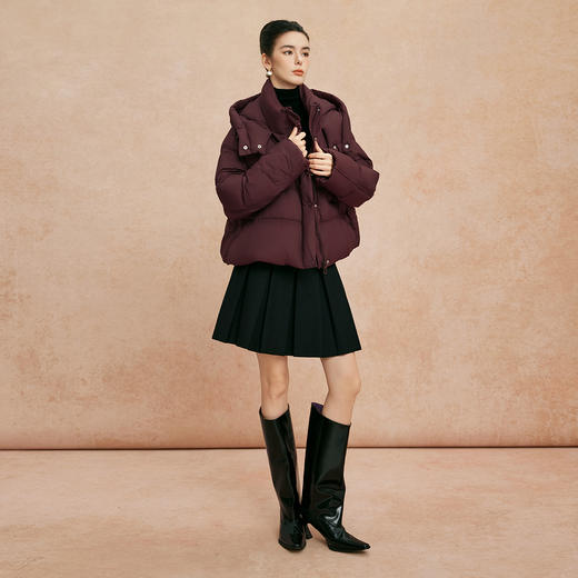 QR002斯尔丽25新款冬季连帽短款休闲面包服宽松加厚90绒时尚减龄羽绒服 商品图3