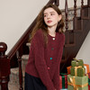 三彩2026春季新款绞花外套开衫爱心纽扣针织衫圆领毛衫复古M 商品缩略图1