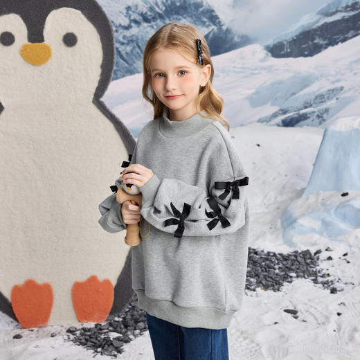 【MQD】冬季新品女大童潮酷休闲运动加绒保暖半高领卫衣 商品图2