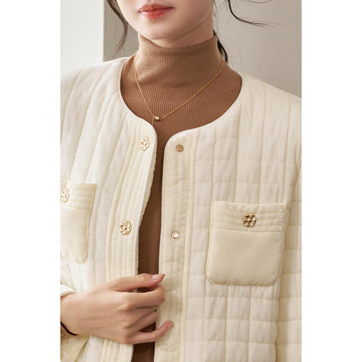 剩XL 米思阳 舒适箱型小香风短外套4232白色 商品图4