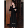 鹿向南「智性薄雾」法式气质通勤女秋季新款显瘦黑色长袖连衣裙DYL663043 商品缩略图0