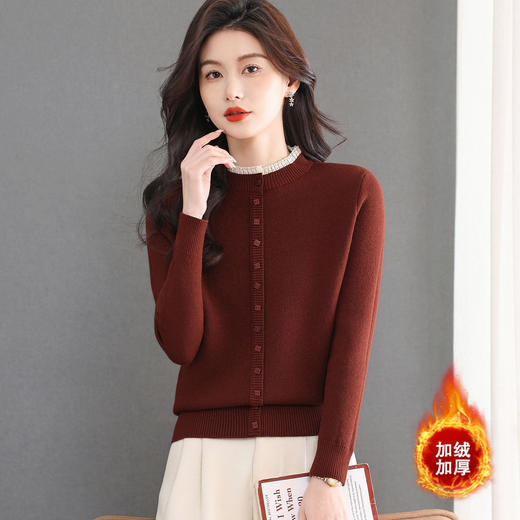 CC 103-66336加绒厚款毛衣一体绒蕾丝领打底衫上衣 商品图1