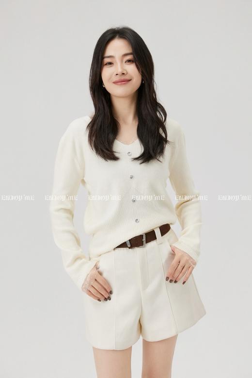 【门店同款】ENJOY冬季“暖冬软糖”V领拼接波点纱针织上衣 168043928 商品图4