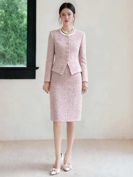 IWY/粉色小香风贵气千金套装冬新款轻奢高级感高端订婚套裙女士款WCS382 商品图0