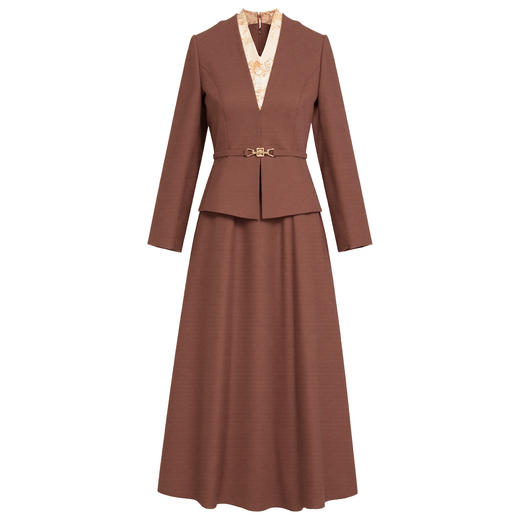 YBY 561H03毛呢连衣裙拼接羊毛气质假两件修身显瘦时尚大摆裙 商品图4