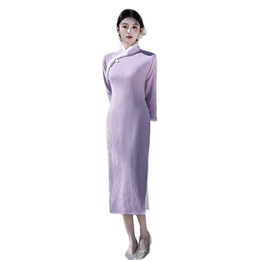 SKY 23086提花加绒长款旗袍时尚改良新中式日常旗袍裙 商品图4