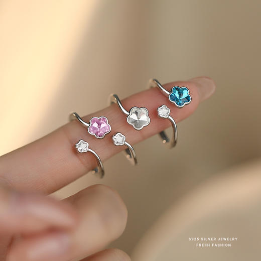 【璀璨之花】S925纯银彩色水钻花朵开口戒指【YXS-K2443】 商品图1