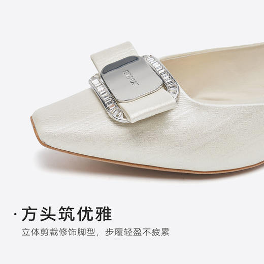 星期六26春新款方头蝴蝶结水钻低跟单鞋SSE1111041 商品图10