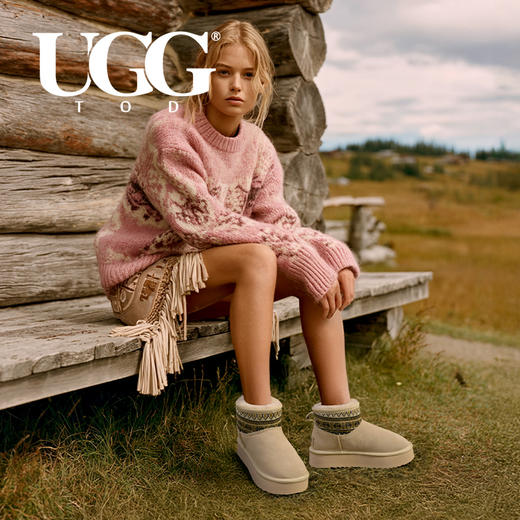 澳洲UGG厚底民族风短筒羊皮毛一体雪地靴 商品图2