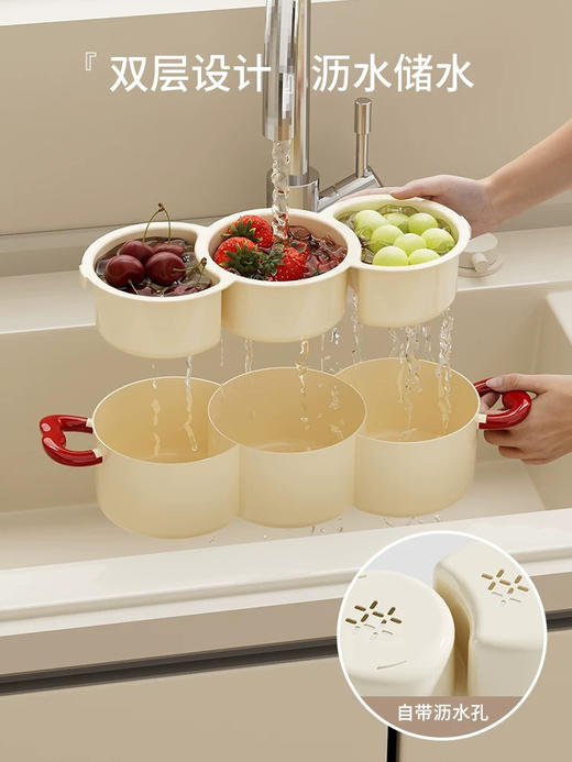 🔥16.8元买1️⃣送1️⃣到手2️⃣套‼️限时福利，太划算了【创意双层花朵沥水果盘篮】🌿别找了！收纳➕颜值就它，功能超全能 送的创意贴纸自由装饰 💥秒变专属可爱果盘，氛围感拉满🎨  商品图4