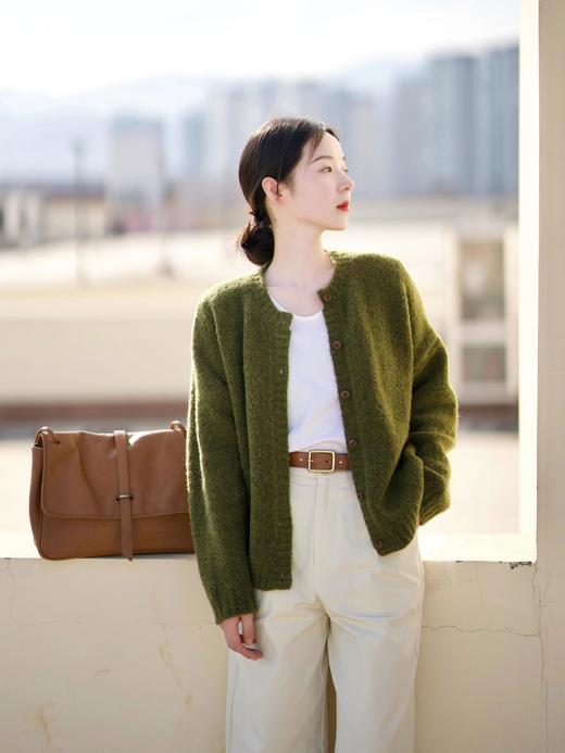 苔藓绿复古毛衣巨显白超治愈绿野仙踪羊毛开衫 商品图14