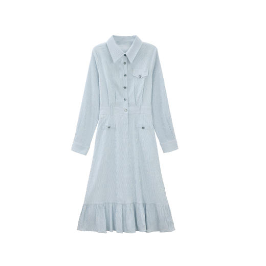 【65折秒杀】鹿向南「都市主角」polo领长袖连衣裙女秋季新款设计感高腰长裙QJD00601 商品图0