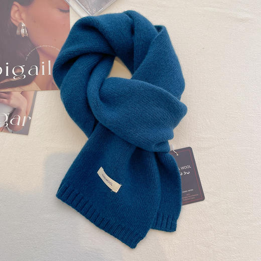丁摩纯羊毛围巾女冬季高级感纯色情侣围巾男2025新款保暖百搭针织围脖ALWWJ182YM-160X20 商品图9