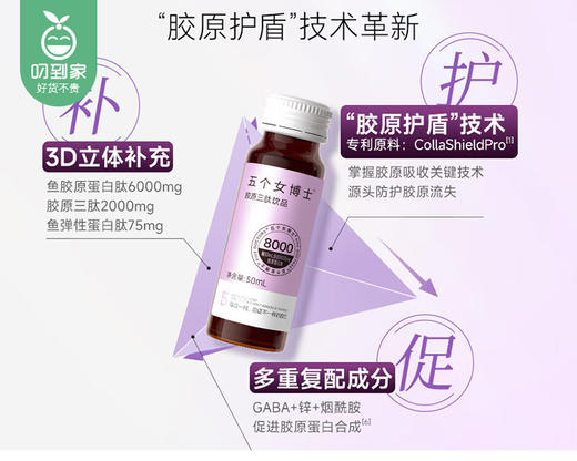 【预售-12月29日配送】五个女博士胶原三肽饮品/1盒（50ml*14瓶）生产日期：25年6月【健康保健】 商品图3