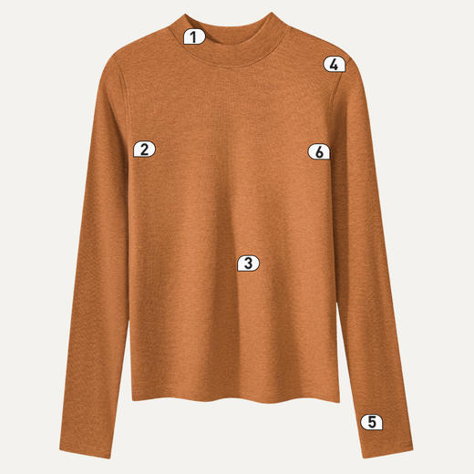 樱姿娜-秋冬半高领打底衫80N羊毛螺纹叠穿领上衣4462 商品图5