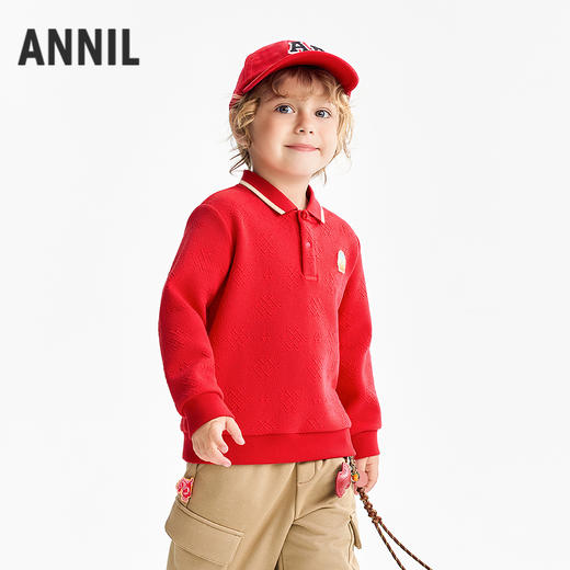 【实体店同款】男童翻领长袖卫衣春季新款安奈儿童装XB611007 商品图2