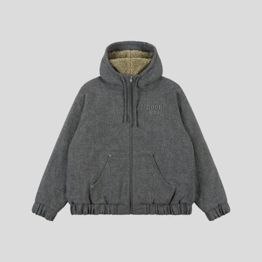 GOODBAI 冬季新款垂感连帽拉链保暖毛呢外套 商品图3