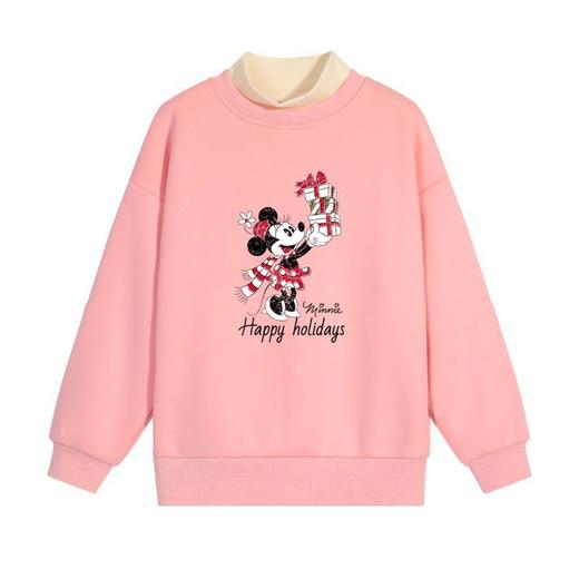 迪士尼女童加绒卫衣洋气新款冬季儿童打底衫女大童一体绒新年装潮 商品图4