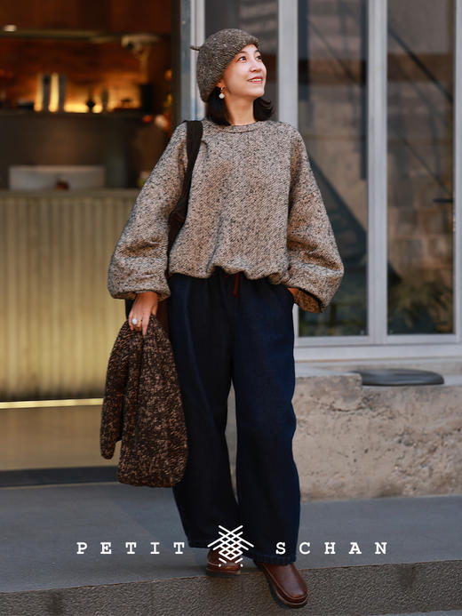 PETIT SCHAN小闪 CLO#987 Winter radish 冬穿萝卜 棉混纺松紧腰加绒牛仔萝卜裤 商品图3