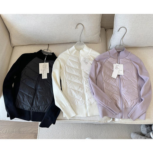 官网1680！lu家防风立领修身保暖短款女士外套 90%白鸭绒轻盈针织拼接羽绒服 商品图7