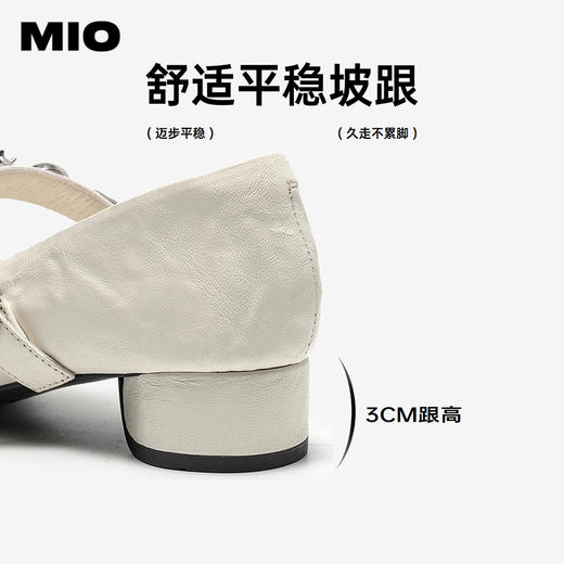 MIO米奥玛丽珍鞋2026春季新款粗跟单鞋一字带金属扣闪钻饰扣女鞋M261461010 商品图4