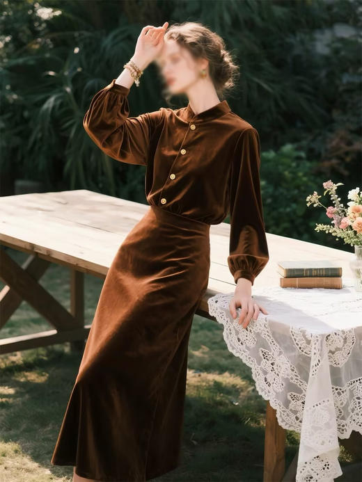 裁缝学苑AH97丝绒立领外套纸样半身裙女装上衣直筒长裙套装服装打板 商品图3