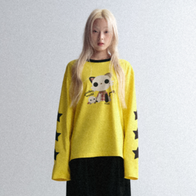 GOODBAI GOODEES 新款五角星机器小猫长袖T恤