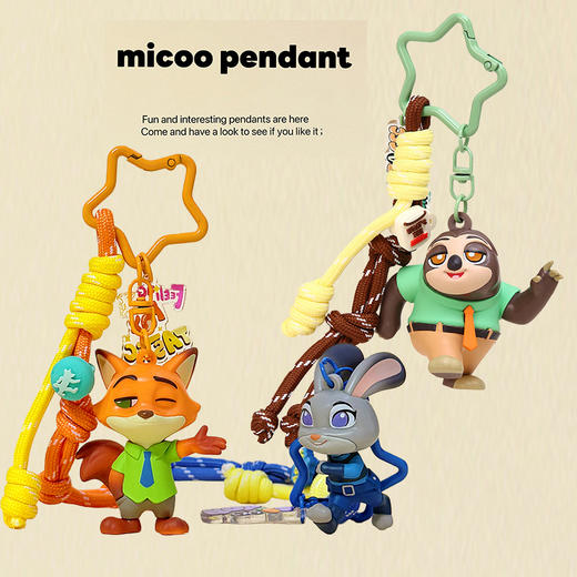 Jinnew联名疯狂动物城 可爱朱迪兔钥匙扣 尼克狐狸包挂件 树懒闪电 挂件创意(款式随机） 商品图0