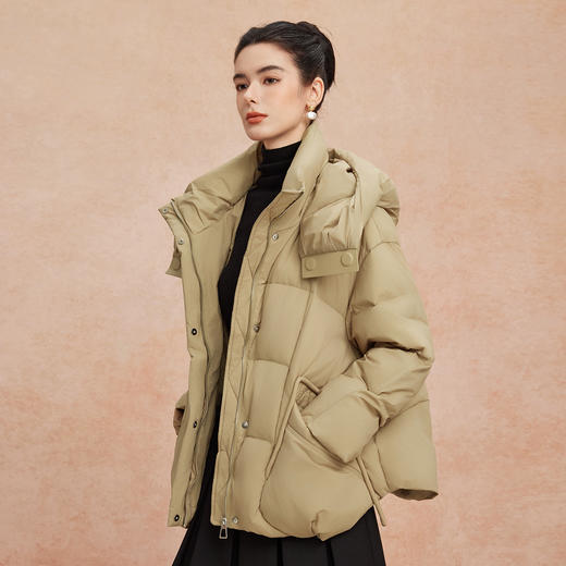 QR007斯尔丽25新款冬季连帽一手长款休闲面包服宽松加厚90绒减龄羽绒服 商品图2