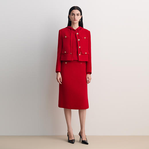 EITIE爱特爱金属扣贴袋设计无领短款氛围感小香风外套8503201 商品图1