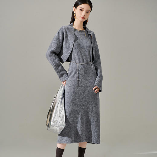 剩S 芳外 100%羊毛针织开衫+羊毛背心裙套装 两件套1659 商品图2