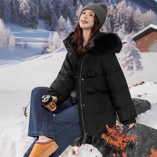 新国标90白鸭绒加肥加大码胖mm200斤中长款孕妇国风羽绒服女2502 商品图2