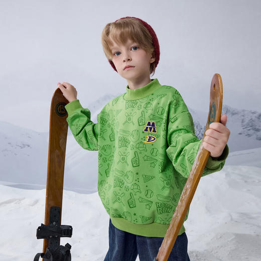 【MQD】冬季男大童学院风卡通加绒休闲套头卫衣 商品图2