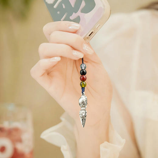 兰透哲 纯铜镀银大黑天威慑十方金刚橛挂件吊坠白铜镀s925银叠加做旧工艺 商品图2