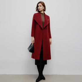 丁摩大翻领纯手工双面呢羊毛大衣女2025新款轻奢秋冬长款羊毛呢子外套ALW5A581