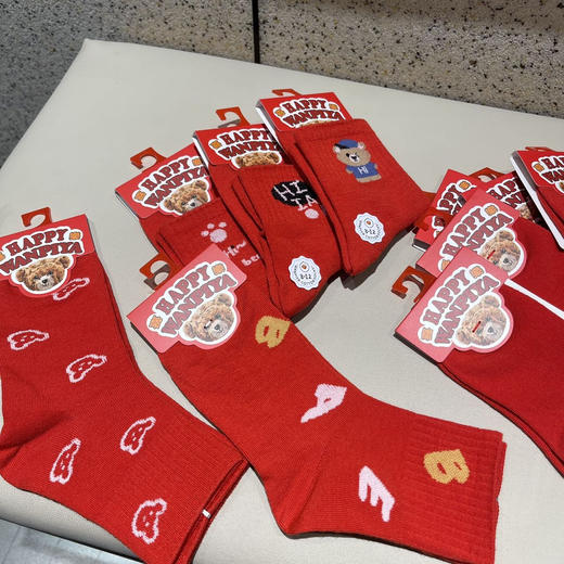  儿童卡通新年袜5双装，精梳棉面料亲肤柔软不勒脚踝也不易滑落不掉色 大胆放心给宝宝穿 商品图2