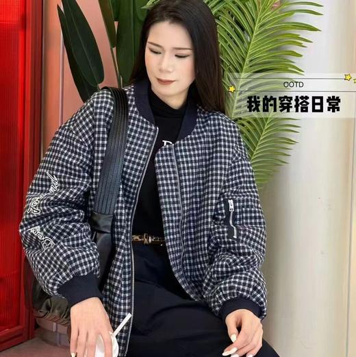 NC棒球领格子图案夹棉外套51030 冬季 240754222572 商品图0