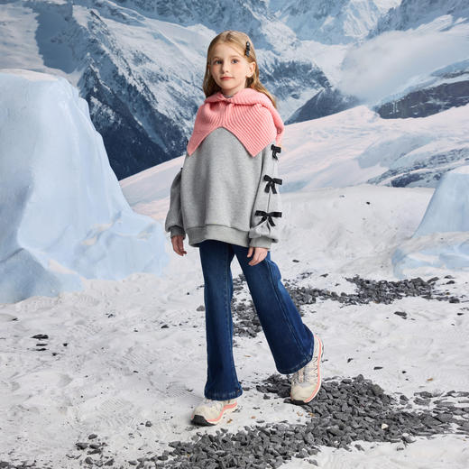 【MQD】冬季新品女大童潮酷休闲运动加绒保暖半高领卫衣 商品图4