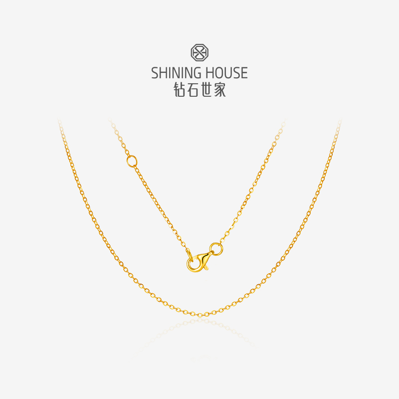 【计价黄金】【现货】钻饰世家  足金999.9 O字链/闪O链项链 黄金项链 0字链999足金项链锁骨链黄金颈饰（约1.4克）【此商品无质量问题不支持退换货】