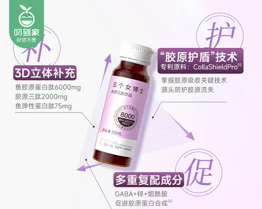 【预售-12月29日配送】五个女博士胶原三肽饮品/1盒（50ml*14瓶）生产日期：25年6月【健康保健】 商品图4
