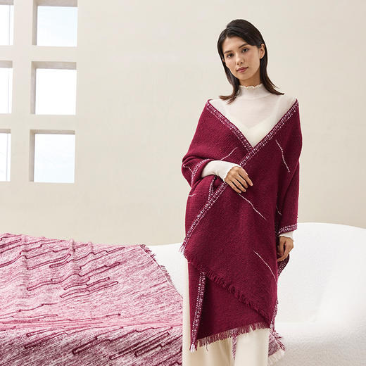 羊绒手工氆氇艺术浮线手捻围巾 SJF97P752A  SJF97P752N 商品图8