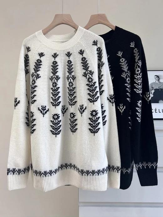 【高品质私服】【费尔岛虚提羊毛羊绒套头针织衫】陈都灵同款~2色可选，古文艺感满分！手感软糯亲肤，搭配提花工艺超精致【无标出货 介意慎拍】WD 商品图5