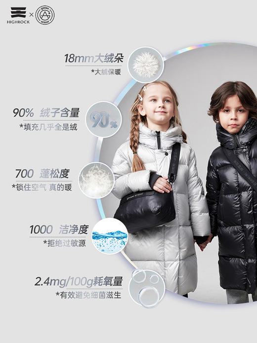 天石鹅铠甲白鹅绒羽绒服男女中大童长款冬户外东北严寒保暖 G614 (2.0版) 商品图5