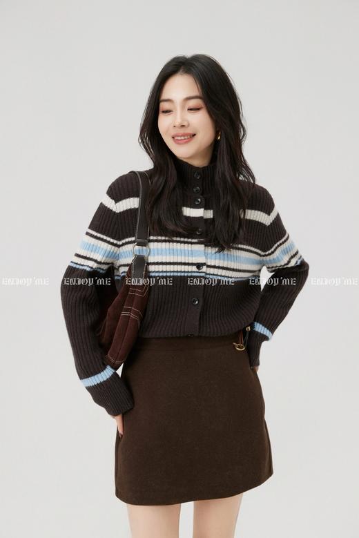 【门店同款】ENJOY冬季“暖冬知性”立领条纹开衫 168099690 商品图1