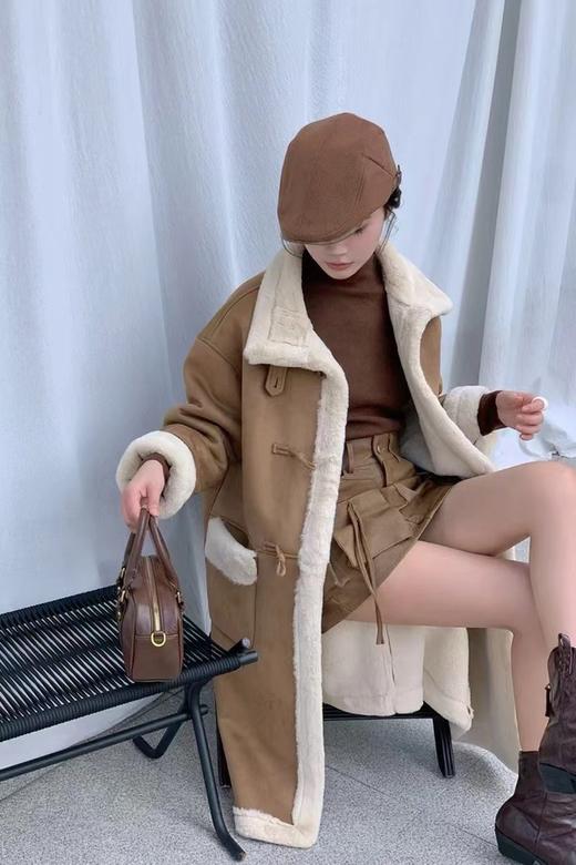 LNNNS 牛角扣皮毛一体加厚中长款外套 21748 商品图3