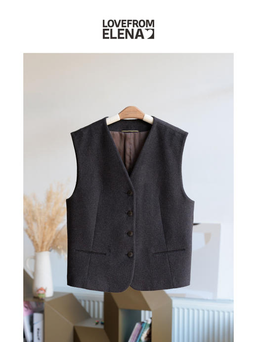 羊绒&羊毛混纺 北欧风简约毛呢马甲 商品图2