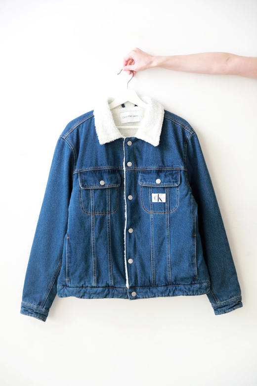 羊羔毛牛仔大外套，美式复古情侣夹克。丹宁翻领设计棉服C120960 商品图4