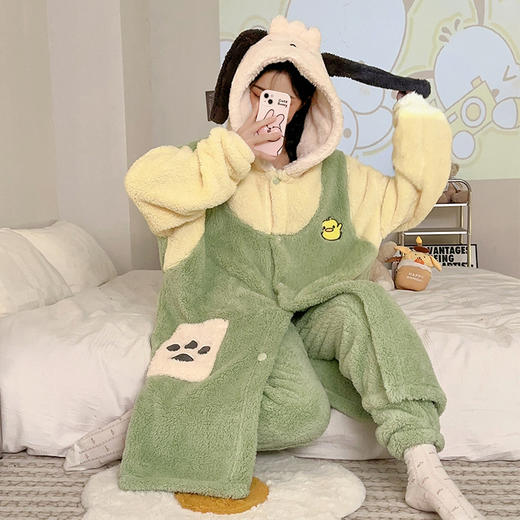 珊瑚绒睡衣甜蜜可爱少女卡通连体美乐迪2024新款秋冬季加厚家居服 商品图3